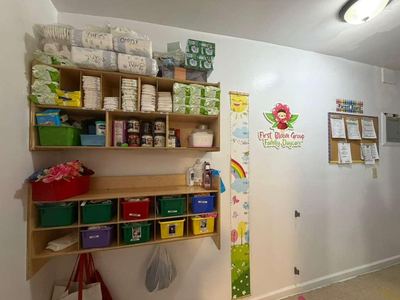 Labelled cubbies where each child keeps their things
